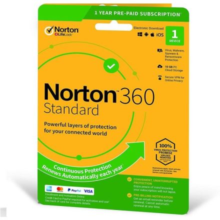 Norton 360 Standard + 10 GB Cloud storage 1Device 1 year EURO
